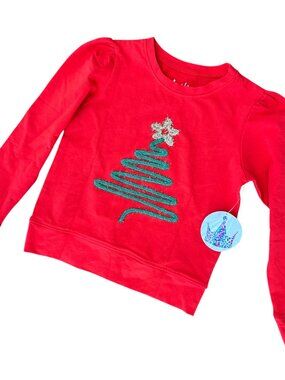 NWT Azarhia Girls Tinsel Christmas Tree Puffed Sleeve Long Sleeve T-Shirt Size 6